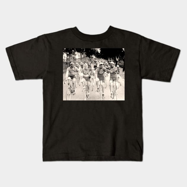 Tour De France Vintage Bicycle Racing Photo Print Kids T-Shirt by posterbobs